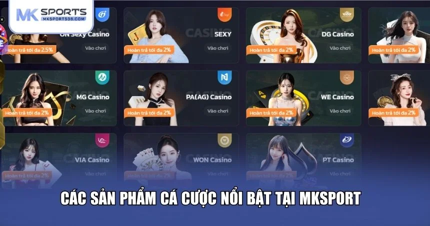 Các sản phẩm cá cược nổi bật tại MKSPORT
